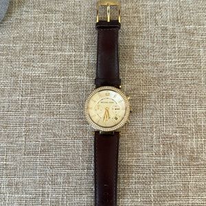 Michael Kors MK6238 Women's Brown Leather Gold Analog Dial Quartz Watch XX748